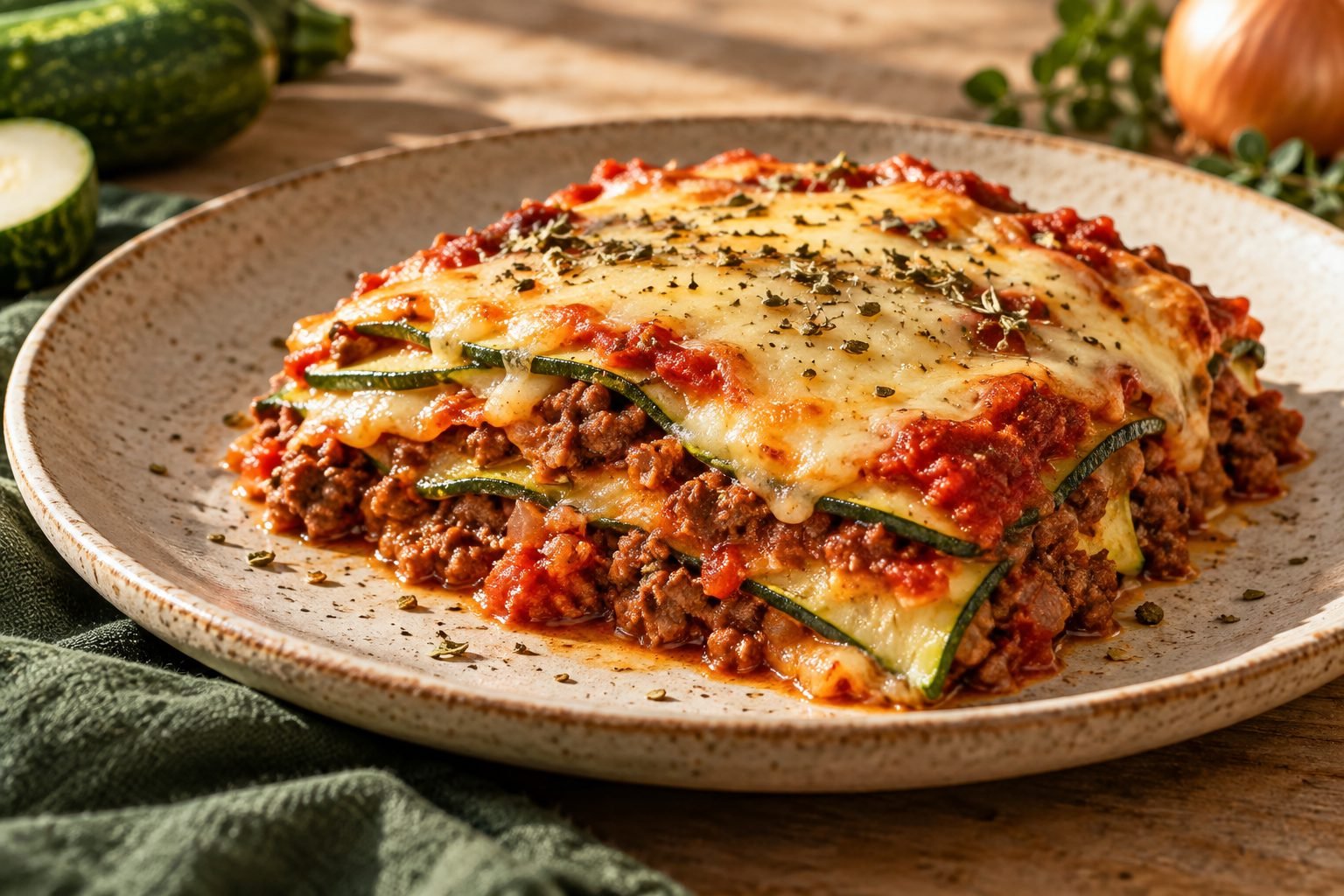Lasanha de abobrinha com carne moída